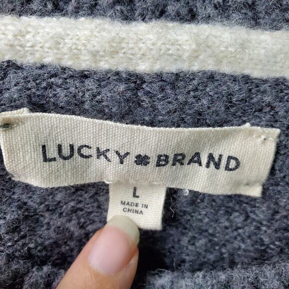 Lucky Brand Womens Charcoal Multi Fair Isle Crew Neck Sweater Size Large - Picture 3 of 7